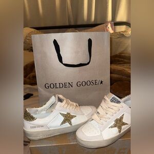 Golden Goose White Sneakers with Gold Star